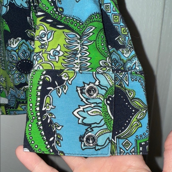 Talbots Men's Vibrant Green and Blue Shirt Jacket - Picture 5 of 6